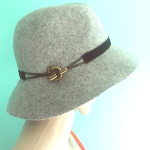 Italian Wool Heather Grey Hat with Gold Detail
